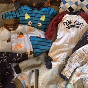 Newborn Sleepers and 2 Snow Suits.